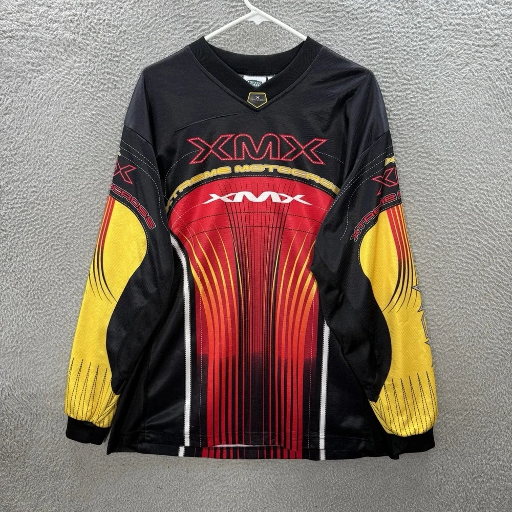 Vintage No Boundaries Shirt Adult Large Black Motocross Jersey Skater Grunge Y2K